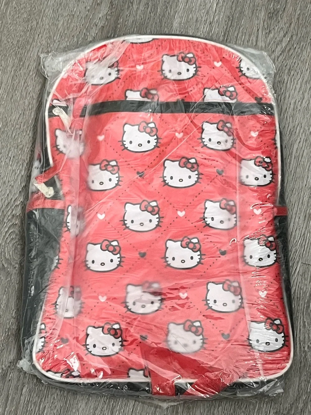 Girls Hello Kitty Sanrio 16” Backpack Red All Over Print School Bag New